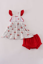 Load image into Gallery viewer, Red tractor embroidery bloomer set
