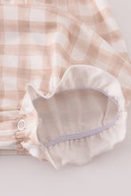 Load image into Gallery viewer, Beige puppy embroidery gingham bubble
