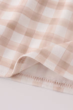 Load image into Gallery viewer, Beige puppy embroidery gingham bloomer set
