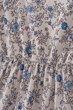 Load image into Gallery viewer, Blue vintage floral print tiered mom dress
