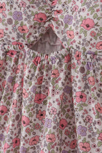 Load image into Gallery viewer, Purple floral print tiered mom&amp;me dress
