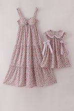Load image into Gallery viewer, Purple floral print tiered mom&amp;me dress
