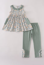Load image into Gallery viewer, Fall floral print ruffle pants set
