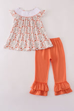 Load image into Gallery viewer, Fall leaves embroidery smocked ruffle pants set
