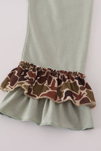 Load image into Gallery viewer, Green camouflage hunting embroidery ruffle pants set

