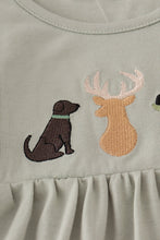 Load image into Gallery viewer, Blue dog deer embroidery ruffle pants set
