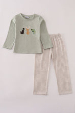 Load image into Gallery viewer, Blue dog deer embroidery pants set
