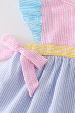 Load image into Gallery viewer, Multi seersucker stripe ruffle dress
