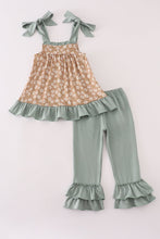 Load image into Gallery viewer, Mustard &amp; mint floral print ruffle pants set
