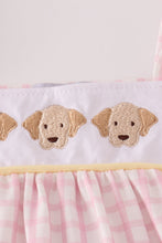 Load image into Gallery viewer, Pink puppy embroidery gingham bubble
