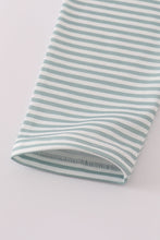 Load image into Gallery viewer, Sage stripe football french knot pants set
