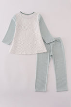 Load image into Gallery viewer, Sage stripe football french knot pants set
