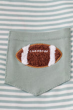 Load image into Gallery viewer, Sage stripe football french knot pants set
