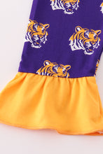 Load image into Gallery viewer, Purple LSU geaux tiger bamboo ruffle pajamas set
