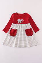 Load image into Gallery viewer, Alabama roll tide elephant applique stripe dress
