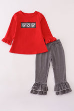 Load image into Gallery viewer, Georgia bulldog embroidery ruffle pants set
