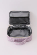 Load image into Gallery viewer, Purple floral print canvas bow lunch bag
