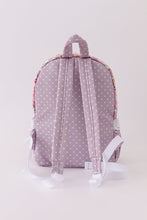 Load image into Gallery viewer, Purple floral print canvas ruffle backpack

