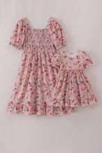 Load image into Gallery viewer, Purple floral print ruffle mom&amp;me dress
