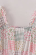 Load image into Gallery viewer, Pastel patchwork garden print tiered mom dress
