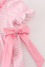Load image into Gallery viewer, Pink stripe puppy embroidery ruffle bubble
