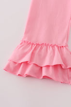 Load image into Gallery viewer, Pink stripe puppy embroidery ruffle pants set
