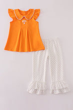 Load image into Gallery viewer, Orange Tennessee go vols embroidery ruffle pants set
