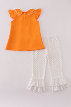 Load image into Gallery viewer, Orange Tennessee go vols embroidery ruffle pants set
