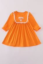 Load image into Gallery viewer, Orange Tennessee go vols embroidery ruffle dress
