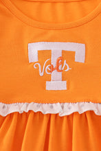 Load image into Gallery viewer, Orange Tennessee go vols embroidery ruffle dress
