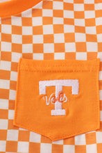 Load image into Gallery viewer, Orange Tennessee go vols embroidery checkered top
