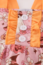 Load image into Gallery viewer, Pink pumpkin ghost print ruffle bubble
