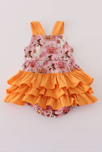 Load image into Gallery viewer, Pink pumpkin ghost print ruffle bubble
