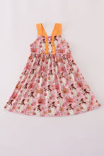 Load image into Gallery viewer, Pink pumpkin ghost print ruffle dress
