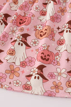 Load image into Gallery viewer, Pink pumpkin ghost print ruffle dress
