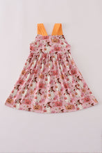 Load image into Gallery viewer, Pink pumpkin ghost print ruffle dress
