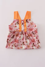 Load image into Gallery viewer, Pink pumpkin ghost print ruffle dress

