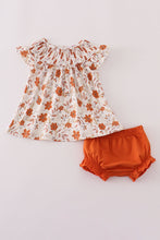 Load image into Gallery viewer, Fall floral print smocked bloomer set
