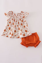 Load image into Gallery viewer, Fall floral print smocked bloomer set
