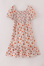 Load image into Gallery viewer, Fall floral print smocked mom dress
