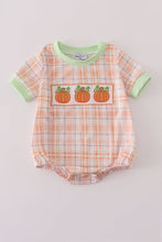 Load image into Gallery viewer, Orange pumpkin embroidery plaid bubble
