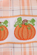 Load image into Gallery viewer, Orange pumpkin embroidery plaid bubble
