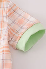 Load image into Gallery viewer, Orange pumpkin embroidery plaid bubble
