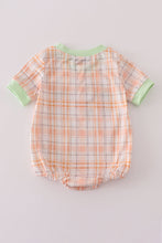 Load image into Gallery viewer, Orange pumpkin embroidery plaid bubble
