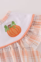 Load image into Gallery viewer, Orange pumpkin embroidery plaid ruffle pants set
