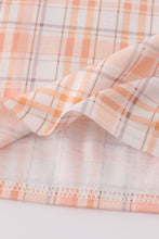 Load image into Gallery viewer, Orange pumpkin embroidery plaid top
