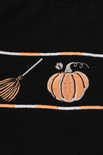 Load image into Gallery viewer, Black Witch pumpkin embroidery top
