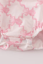 Load image into Gallery viewer, Pink bow tie embroidery ruffle bubble
