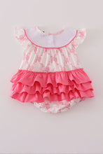 Load image into Gallery viewer, Pink bow tie embroidery ruffle bubble
