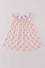 Load image into Gallery viewer, Pink bow tie embroidery ruffle dress
